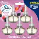 Glade PlugIns Refills Air Freshener, Scented and Essential Oils for Home and Bathroom, Bubbly Berry Splash, 3.35 Fl Oz, 5 Count