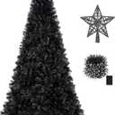 KTKDE 5ft Black Artificial Christmas Tree Halloween Tree Decorations with 560 Tips LED Battery Box Light String Christmas Tree Indoor Holiday Office Party