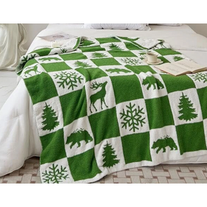 Ultra Soft Cozy Buffalo Checkerboard Christmas Tree Snowflake Wild Bear Fluffy Microfiber Knitted Throw Blanket Lightweight Fleece Checkered Blanket for Sofa Couch Bed 50"X60"