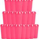 20 Pack Reusable Coffee Cups with Lids 16 oz Plastic Tumblers Travel Mug Iced Coffee Cup for Adults and Kid Women Hot and Cold Drinks, Microwaveable (Rose) (Red)