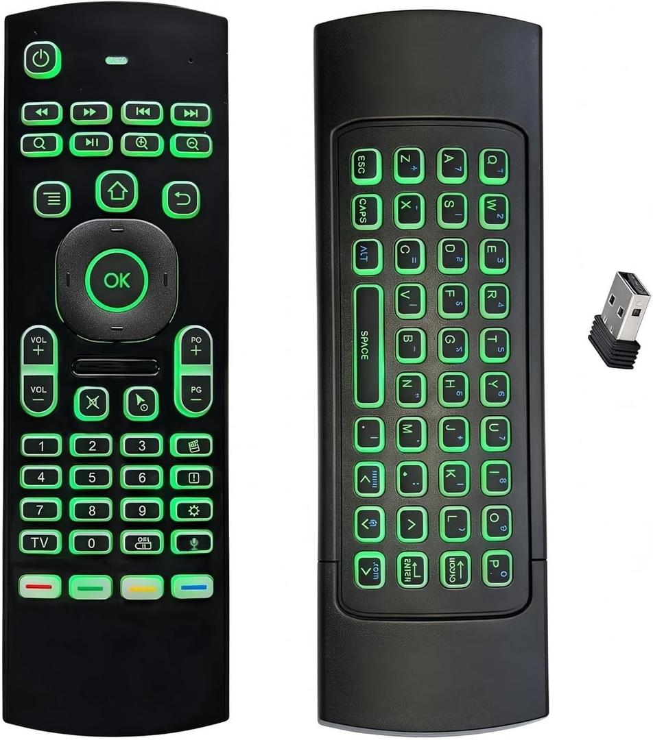 MX3 2.4G Mini Wireless Keyboard,Multifunctional Air Remote Mouse with Input Voice, 7 Color Backlit Remote Control, Infrared Remote Control for Android TV Box Projector PC MAC PS3 Pad Xbox