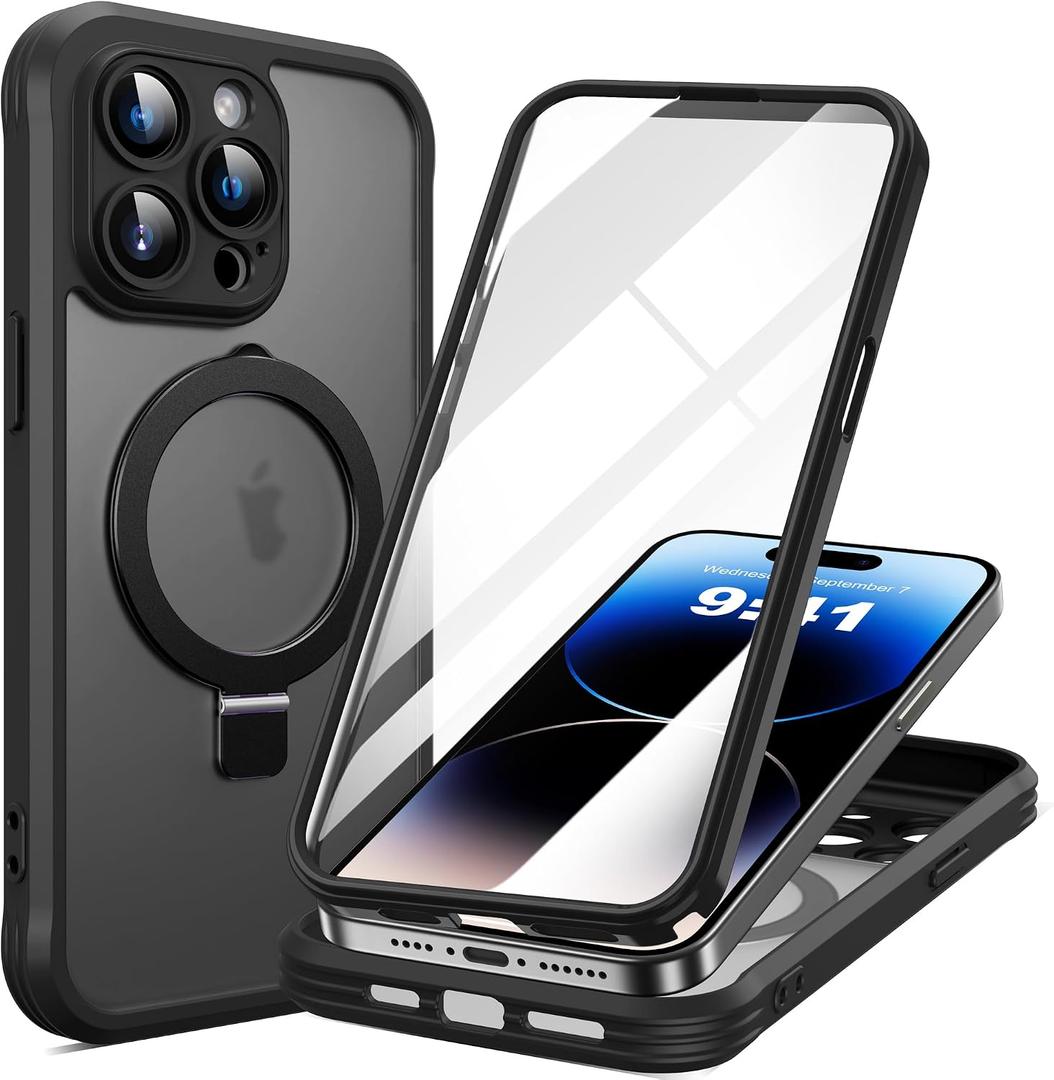 Magnetic Case for iPhone 14 Pro Max Case with Invisible Stand,6.7" Black