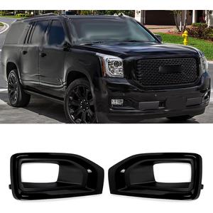 MIC 1 Pair Fog Light Bezels Cover Trim Compatible with Yukon/Yukon XL 2015-2020 (Gloss Black Trim)