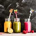 12 Pcs of Christams Straw Cover Cap, 8mm Cartoon Straw Cup Accessories, Reusable Silicone Dust Cover, Perfect for Holiday Parties