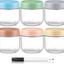 DRKIO 10 Oz Overnight Oats Containers with Lids - 6 Pack Glass Storage Jars with Airtight Lids Wide Mouth Mason Food Jars Great for Meal Prep Salad Chia Pudding Snacks Yogurt Sugar Spice Cereal