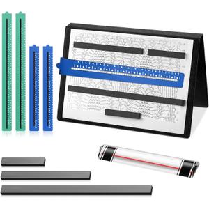 Otoolling 12 Pcs Magnetic Knitting Pattern Holder with Replacement Magnets & Magnifying Ruler, Crochet & Cross Stitch Chart Keeper, Pattern Display Tool for Knitters & Crafters