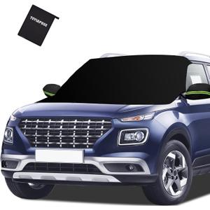 Tevlaphee Windshield Cover for Ice and Snow, Heavy Duty 600D Oxford Fabric, Waterproof, Embedded Magnets, Side Mirror Protector, Fit Most Cars, SUVs, Vans, Truck