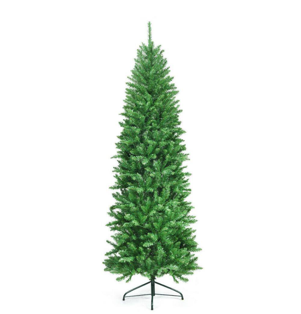 7 ft. PVC Hinged Pre-lit Fir Pencil Artificial Christmas Tree