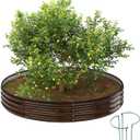 ZFHgarden Galvanized Metal Planter Round Raised Garden Bed Kit for Gardening Outdoor Grow Garden Box Raised Flower Bed Round Galvanized Planter Outdoor Brown 1PC