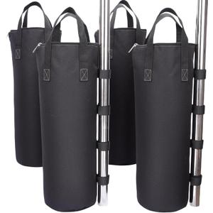 160 LBS Extra Large Sand Bags for Canopy Legs (Without Sand), Zipper Top Sandbags for Weight Set of 4 (Black)