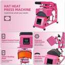 Hat Heat Press Machine for Caps, Digital Cap Heat Press with 2 Platens, Sublimation Heat Transfer Machine for DTF, HTV Vinyl & Sublimation Projects, Hot Pink
