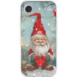 Christmas Traditional Gnome Print Phone Case for iPhone 17 Air with Shockproof TPU Protection, Wireless Charging Compatible, and Anti-Yellowing, Clear Edge