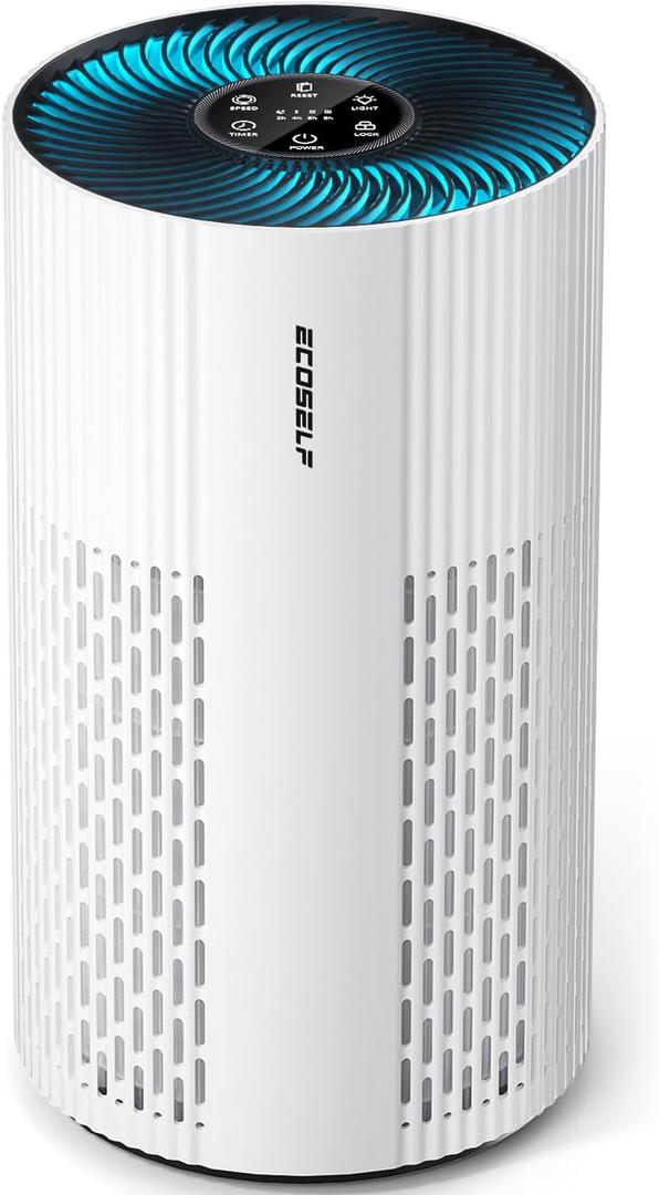 Air Purifiers for Home Large Room Cover Up to 1500 Ft² with True HEPA Filter, 20dB Sleep Mode, 360° Air Intake & Outlet, Air Cleaner for Bedroom Pets, 7 Color Light, HAP604, Bright White