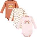 Hudson Baby baby-girls Cotton Long-sleeve Bodysuits 3-pack (3-6 Months, Sunshine Rainbows)