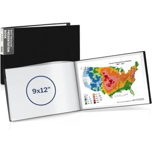 Dunwell Landscape 9x12 Presentation Book, (Black, Horizontal), 24-Pocket Binder with Plastic Sleeves, Displays 48 Pages 9 x 12 or A4 Certificates, Keepsakes, Kids Art, Acid-Free Poly Portfolio Binder