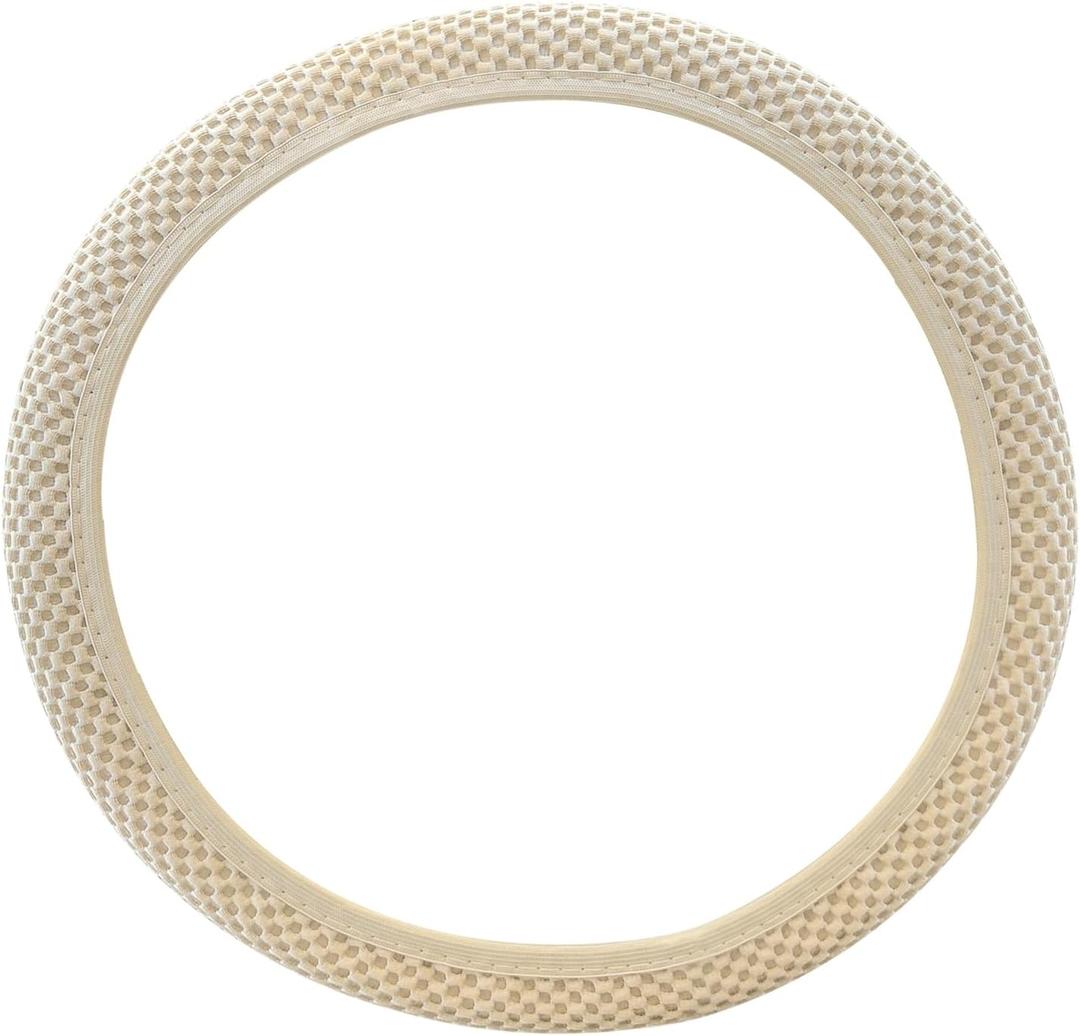 Motoforti Universal 15" Anti Slip Steering Wheel Cover Elastic Stretch Mesh Cloth Cover Accessory for Car Beige Long-Lasting