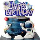 JeVenis Space Birthday Cake Topper - Cupcake & Rocket Decoration - Astronaut Cake Decoration (Color2)