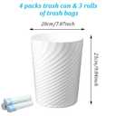 Kifmurase 4Pcs Small Trash Can, Wastebasket Recycling Bin, Round Garbage Can, Plastic Waste Basket, Bathroom Garbage Bin with Trash Bags for Bathrooms, Laundry Room, Kitchens, Offices, Dorms