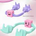 Stocking Stuffers for Teen Boys Cell Phone Stand: 2Pack Purple Green Rock Gesture Phone Stand for Desk with 2Pack Dual Yellow&Pink Mood Cube Gifts for Christmas Adults Men Cool Gadgets Cute Thing