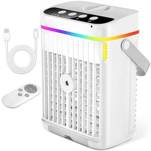 Portable Air Conditioners, 1250ml Mini Air Conditioner Portable, 120° Oscillating Evaporative Air Cooler Fan with 3 Speeds & 1-3H Timer, Aire Acondicionado Portatil for Bedroom Room Office