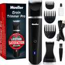 Mueller Groinscaper Pro Hair Trimmer 5.0, Replaceable SkinSaver Ceramic Blade Heads, Waterproof Wet/Dry Clippers, Rechargeable, Wireless Charging, Ultimate Male Hygiene Razor