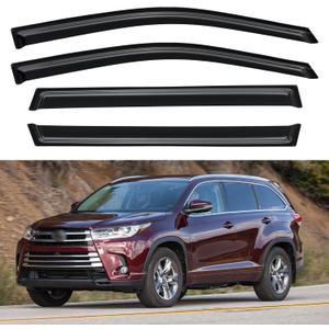 Window Visors Rain Guards for 2014 2015 2016 2017 2018 2019 Toyota Highlander, Out-Channel Window Vent Wind Deflectors Visors Shades for 14-19 Highlander