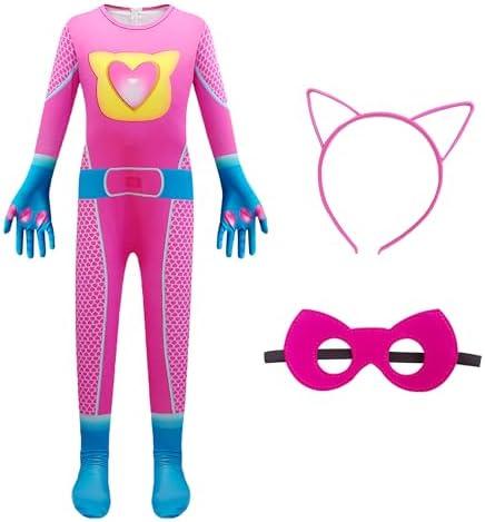 DAISYDUDS Superhero Costume Jumpsuits With Zipper, Accessories Set Halloween Christmas Outfits For Size: 6-7T