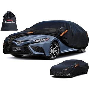 Kayme 6 Layers Car Cover Waterproof All Weather for Automobiles, Outdoor Full Cover Rain Sun UV Protection with Zipper Cotton, Size A2 3XL Universal Fit for Sedan (186-193 inch)