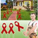 Drydiet 6 Pcs Ribbon Awareness Yard Signs with Metal Stakes 14 Ribbon Health Awareness Lawn Stakes Waterproof Patio Sign for Outdoor Garden Church(Red)