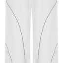 Zontroldy Cargo Pants Women Parachute Pants Y2K Baggy Casual High Waist Wide Leg Track Pants Streetwear(0946-White-S)