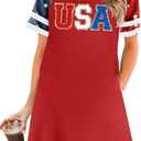 YI XIANG RAN 4th of July Dress Women: American Flag Dresses USA Stars Stripes Shirt Patriotic Tshirt Summer Sundress L