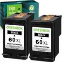 GREENBOX Remanufactured 60XL Black Ink Cartridge Replacement for HP 60XL 60 XL Cartridge for PhotoSmart C4780 C4680 C4795 C4640, Deskjet F4480 F4440 F2430 F4280, Envy 110 120 111 114 (2 Black)