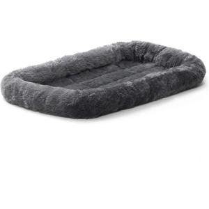 MidWest Homes for Pets Quiet Time XS Dog Bed Gray Faux Fur Bolster, Ultra-Soft and Machine Washable, Fits 22-Inch Crates and Carriers, for Small Dogs and Cats (Grey)