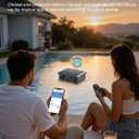 Solar Pool Skimmer Robot with App & Remote, 24/7 Automatic Surface Cleaner