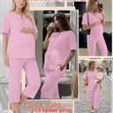 JoyMotion 2 Piece Maternity Outfit for Women, Light Pink, X-Large