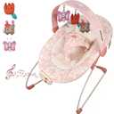 Baby Bouncer Baby Bouncer seat, Infants Bouncy Seat with Music & Sensory Toys, Machine Washable Seat Pad Indoor Infant Seat, Ideal for Newborns 0-6 Months, 20lbs (Pink Floral)