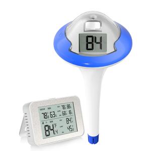 BALDR Digital Pool Thermometer Wireless, with Indoor Temperature Monitor, IPX7 Waterproofing and Larger Digital Display Easy to Read, The Indoor and Pool Temperatures at Your Fingertips (Sapphire Blue-kit)