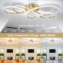 20inch Modern LED Ceiling Light, 5 Rings Flower Black Dimmable Ceiling Lamp for Living Room, Bedroom, Dining Room, Kitchen (Gold,39.37Inch)