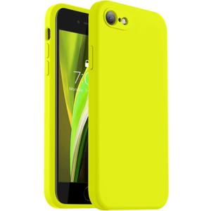 Vooii for iPhone SE Case 2022/3rd/2020,iPhone 8/7 Case, Upgraded Liquid Silicone with [Flat Edges] [Camera Protection] [Soft Anti-Scratch Microfiber Lining] Phone Case for iPhone SE - Neon Lemon