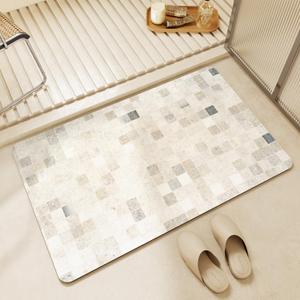 LUMI Ultra Thin Bath Mat, Non-Slip Rubber Super Absorbent Ultra-Thin Bathroom Rugs, Under Doors, Quick Dry Bathroom Floor Mats, Ideal for Shower, Tub and Sink, 24"x44", Hoar Frost