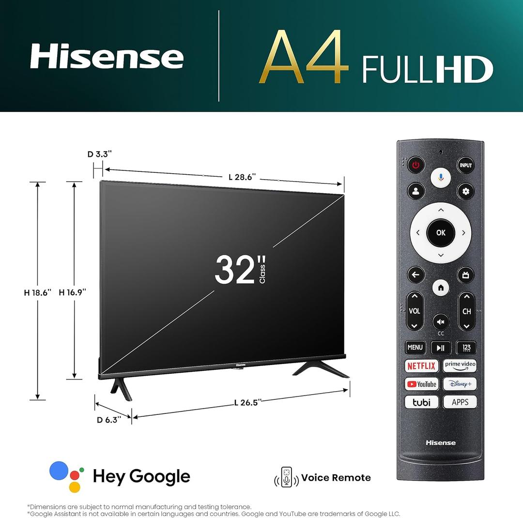 Hisense 32-Inch Class A4 Series Remote and Stand
