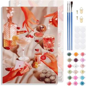 3 x TLIOBLO Vintage Paint by Numbers Kits with Frame for Adults Beginners, DIY Painting by Numbers on Canvas for Home Wall Decor Gifts 20x30cm
