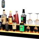 MESAlLUP 30 Inch 2 Tier Lighted Liquor Bottle Display Shelf, LED Bar Shelves with APP or Remote Control, Mulit Color Lighting for Home Mini Bars Decor, Restaurants & Party Use, Acrylic Stand