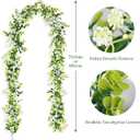 6FT Eucalyptus Garland with Flowers, 6 Pack Artificial Greenery Garland Hanging Spring Eucalyptus Garland Suitable for Table Wedding Backdrop Arch Wall Party UV Protected Indoor Outdoor Decor