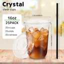 Ziliny 25 Set Clear Plastic Cups with Lids and Straws, Disposable Iced Coffee PET Cups for Drinking Cold Beverage Juice Parfait Smoothie Milkshake Coffee Shops Party Supplies (16 oz)
