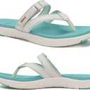 COFACE Womens Fashion Orthotic Flip Flops Ladies Slip On Lightweight Athletic Yoga Mat Cushion Thong Sandals With Comfortable Plantar Fasciitis Arch Support (10, Turquoise Blue)