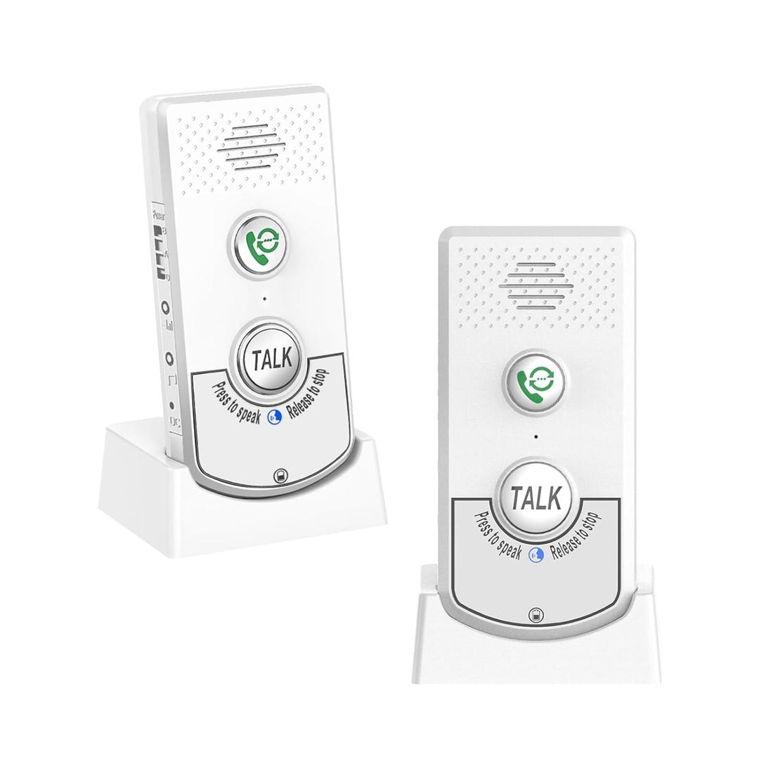 2 Way Voice Intercom, Long Range Wireless Intercomunicador Home Communication System Doorbell Unit, 100m Range Indoor Intercoms Calling System Room to Room Intercom for House, Hospital, Hotel