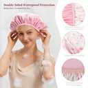 Reversible Shower Cap for Women Waterproof Reusable, Double Layer Large Shower Cap with Elastic Band, Non-Slip Washable Bath Hair Hat for Braids & Long Hair