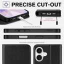 TUCCH Wallet Case for iPhone 17 (6.3") 2025, RFID Blocking 4 Card Holders | Kickstand | Shockproof TPU Shell | PU Leather | Magnetic Closure | Protective Flip Folio Cover | Black