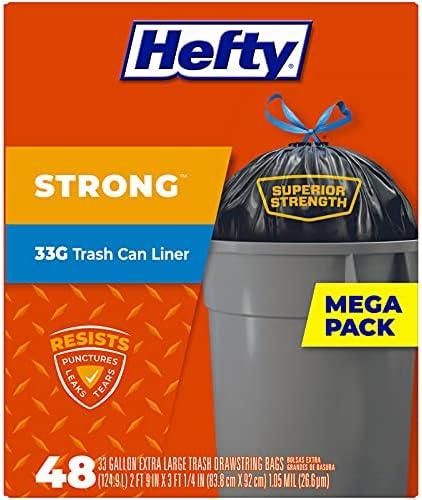 Hefty Trash Bags, 33 Gallon, 48 Count, Xstrong33g
